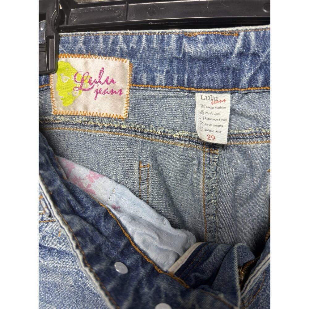 Lulu Jeans Womens Long Denim Shorts Culottes Bermuda Size 29 Distressed Y2K - Picture 4 of 10